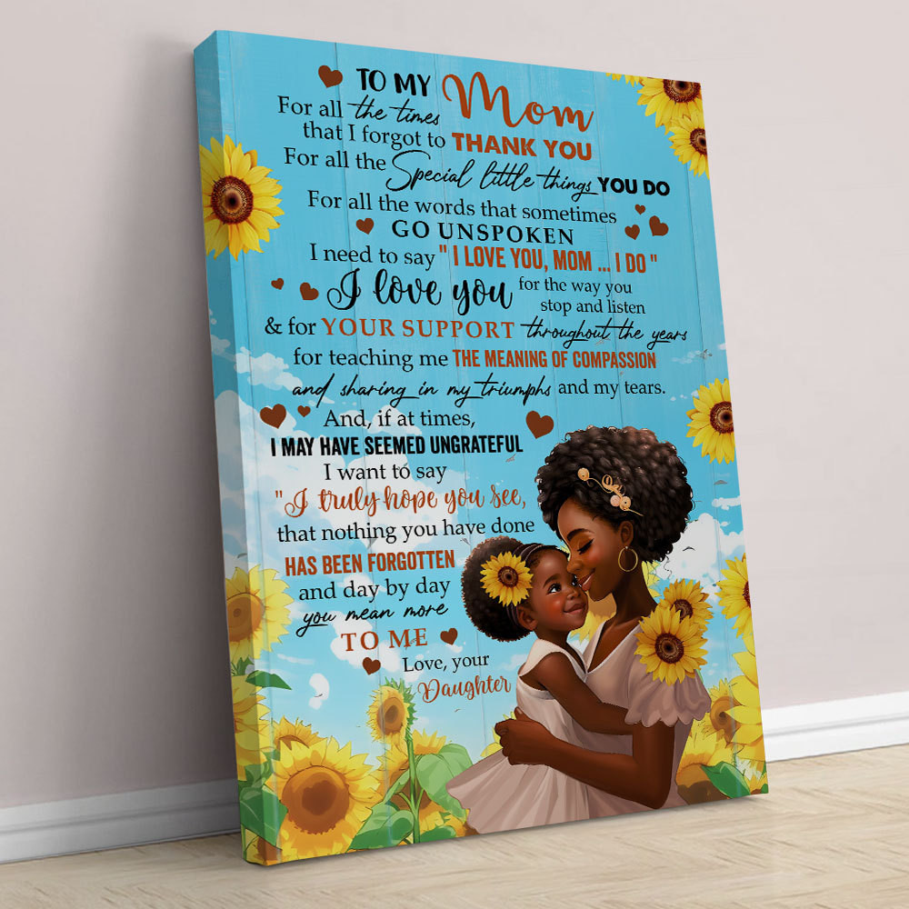 African American Sunflower I Love You Mom I Do Poster Canvas From Daughter, Mother’S Day Gift For Mom