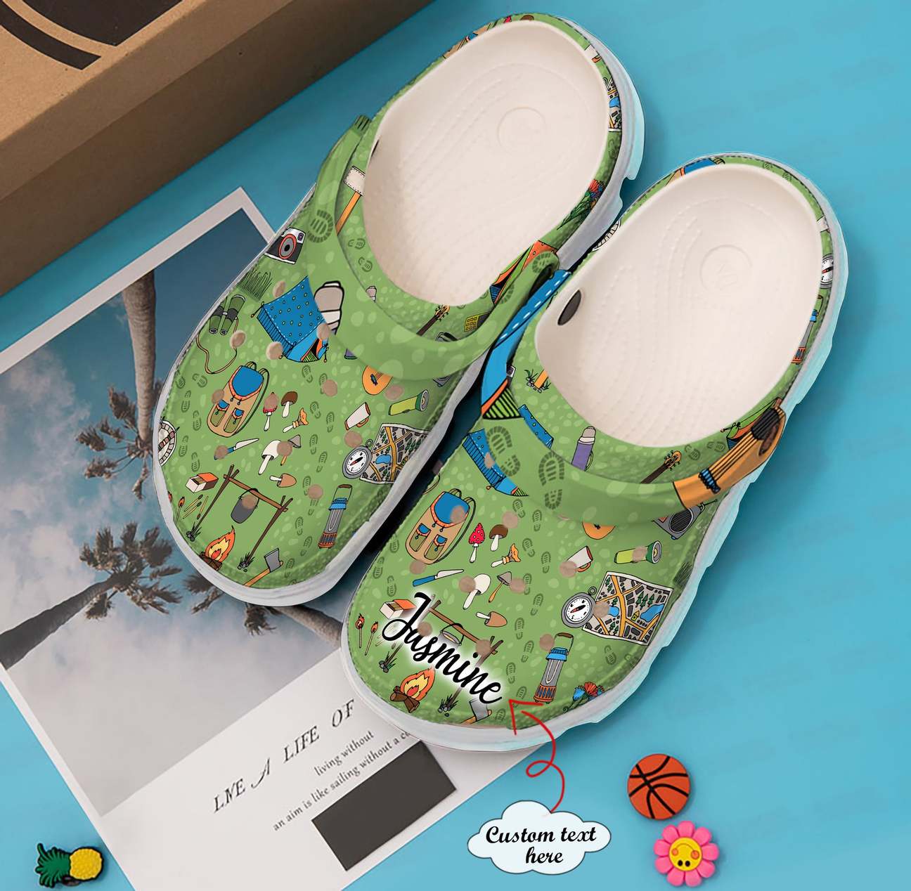 Camping Personalized Clog, Custom Name, Text, Color, Number Fashion Style For Women, Men, Kid, Print 3D Camping Map