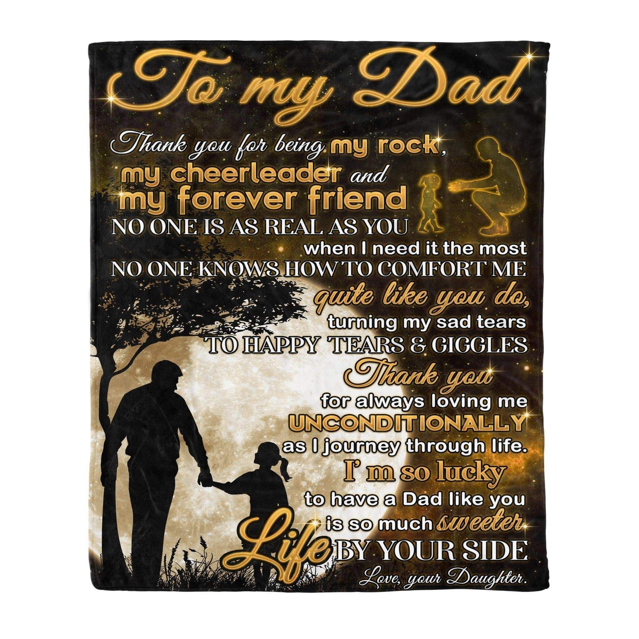 To My Dad, Thank You For Being My Rock,Fleece Blanket Gift For Father Family Home Decor Bedding Couch Sofa Soft And Comfy Cozy