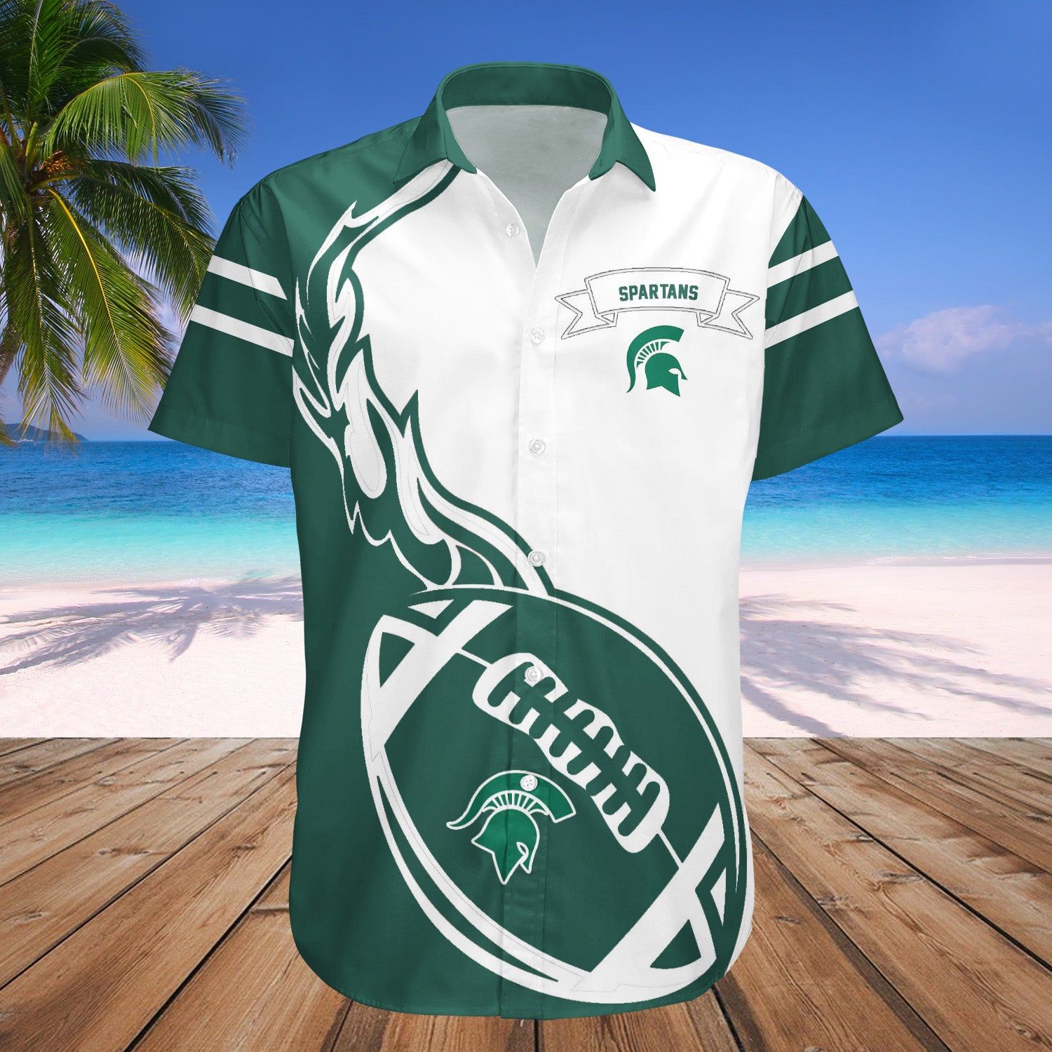 Michigan State Spartans Hawaii Shirt Flame Ball – NCCA