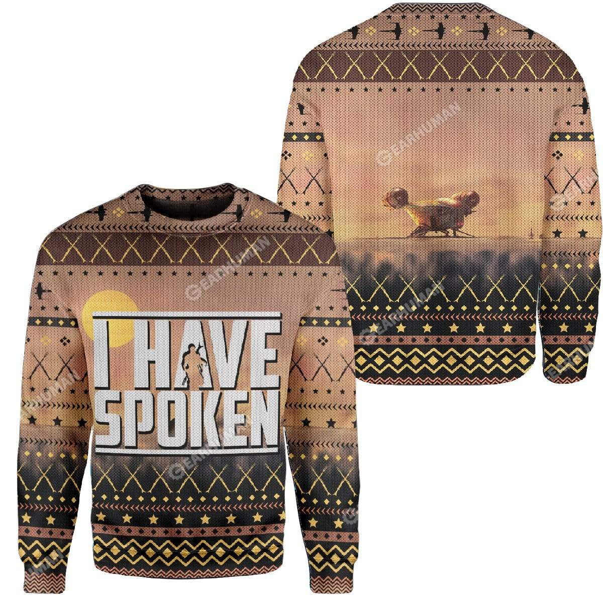 Unifinz Sw Sweater Mandalorian Christmas Sweater Mandalorian I Have Spoken Brown Ugly Sweater 2022