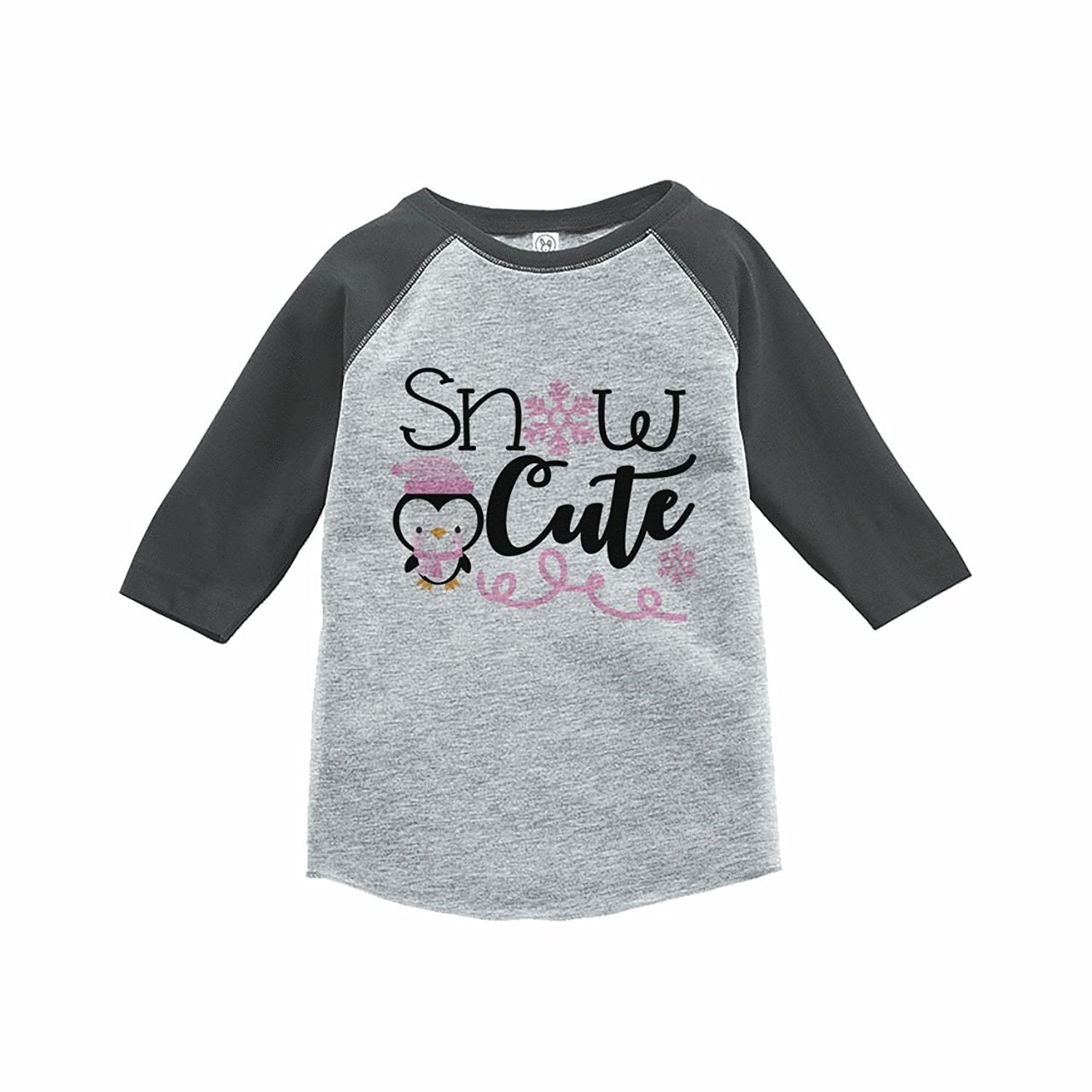 7 ate 9 Apparel Girl’s Penguin Winter Grey Raglan Tee