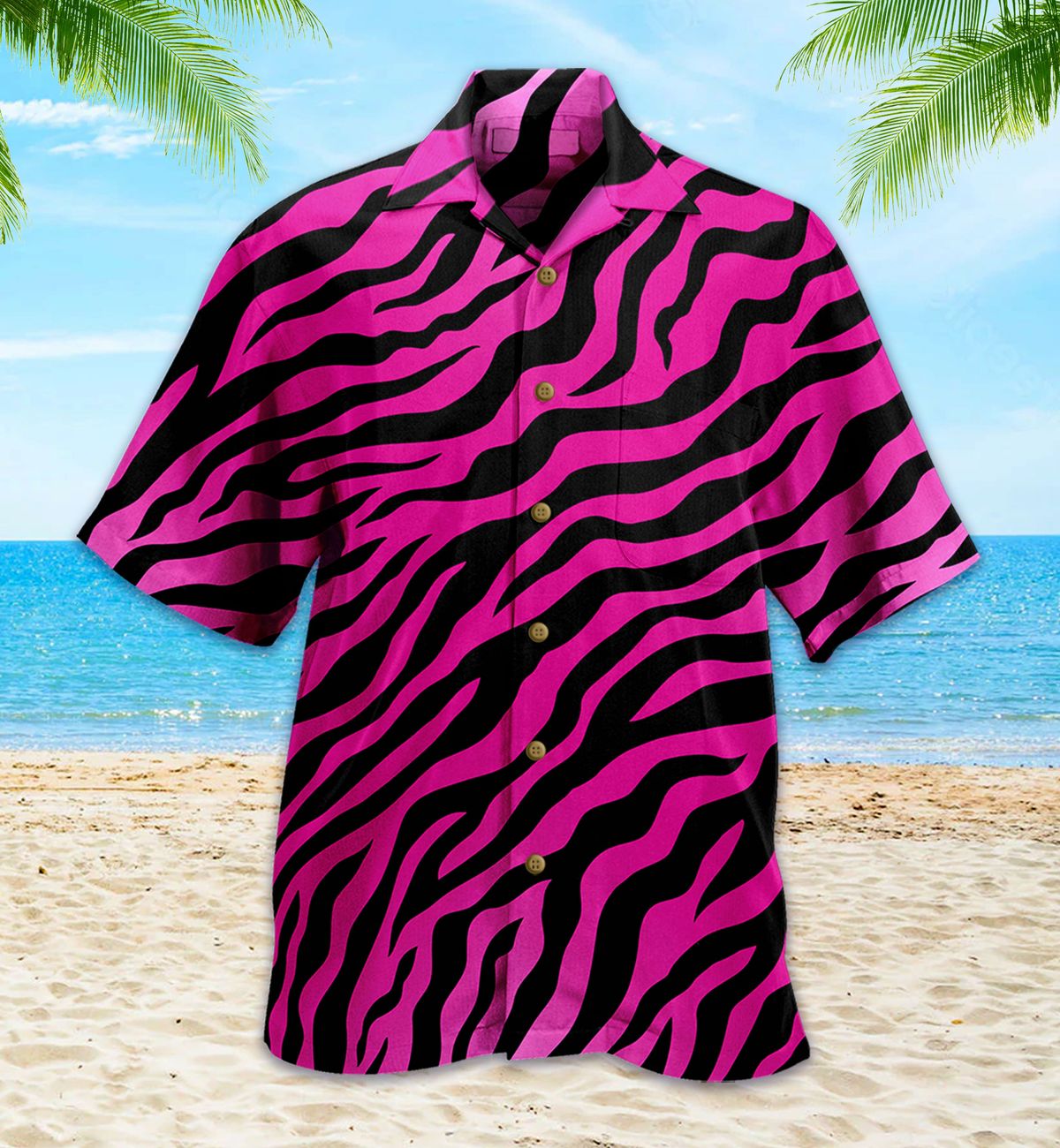 Zebra Pink Print Hawaiian Shirt
