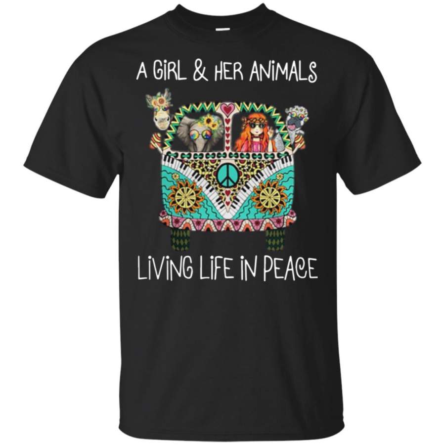 A girl and her animals living life in peace T Shirt – Moano Store