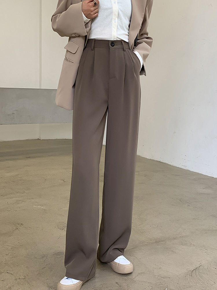 Yitimoky Spring Casual Suit Pants Women Elegant Office Ladies Work Wide Leg Straight Bottoms Sweatpants Women Baggy Korean 2022 alx