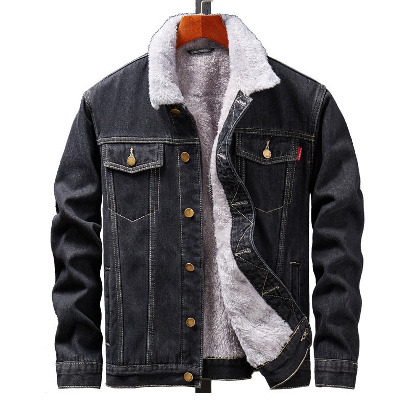 2022 Winter Men’s Denim Jacket Plush Velvet Thick Cotton Padded Jeans Trend Casual Fleece Plus Size Male Coat 5xl 6xl 8xl alx