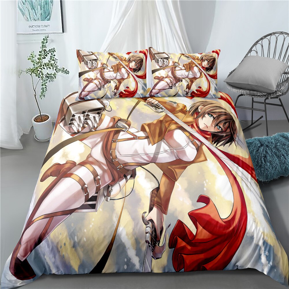 Anime Attack On Titan Home Textile Pillow Case 3D Bed Linen Duvet Covers Kids Bedding Sets Bed Set Home Decor Bedding