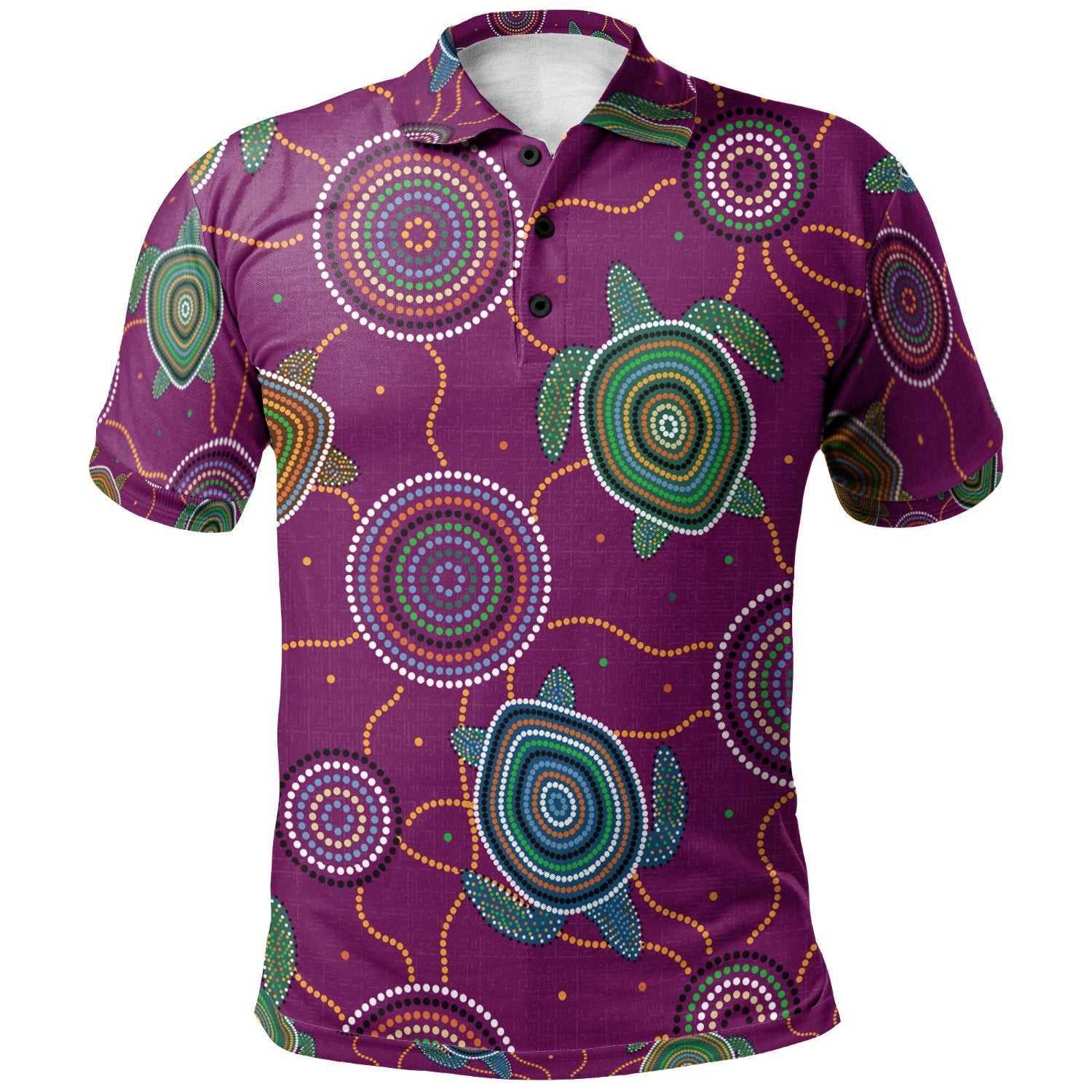 Aboriginal Polo – Aboriginal Turtle Purple Australia Dot Patterns Polo ...