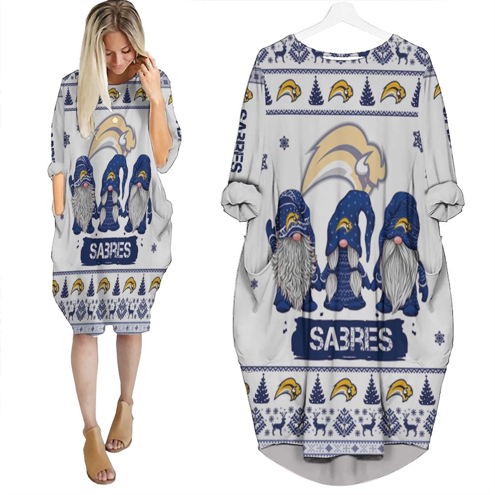 Christmas Gnomes Buffalo Sabres Ugly Sweatshirt Christmas 3D Batwing Pocket Dress