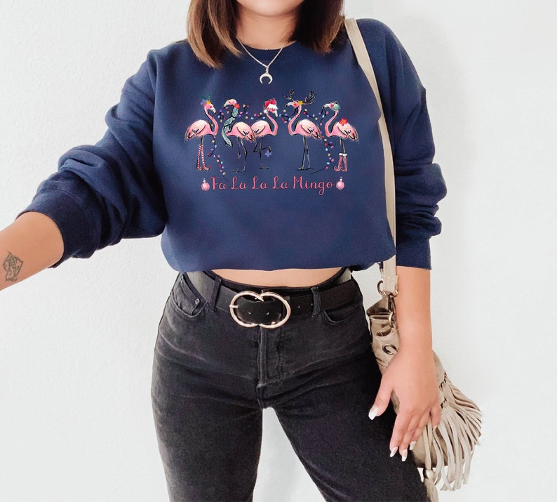 Pink Flamingo Lovers Christmas Sweatshirt 2D Crewneck Sweatshirt All Over Print Sweatshirt For Women Sweatshirt For Men Sws5084