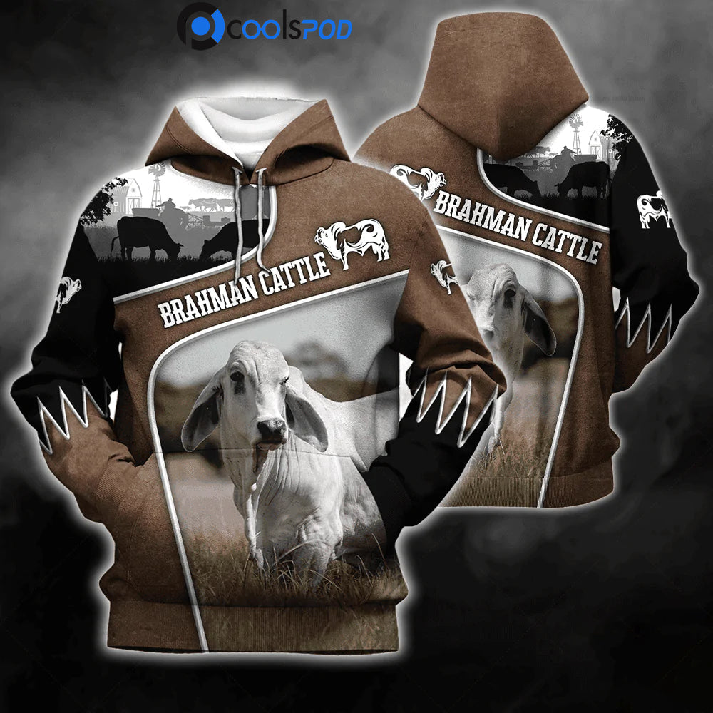 Brahman Cattle Lovers 3D Hoodie Men Cow Hoodie, Farmer Hoodie