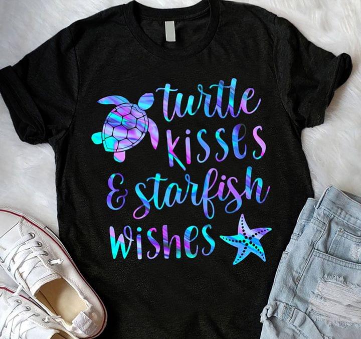 Sea Lover Turtle Kisses Starfish Wishes Cotton T Shirt