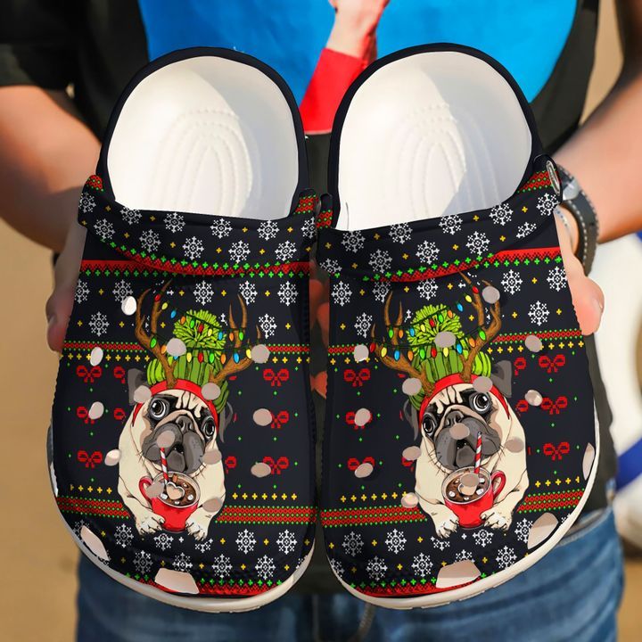 Pug Christmas Sku 1922 Crocs Crocband Clog Comfortable For Mens Womens Classic Clog Water Shoes