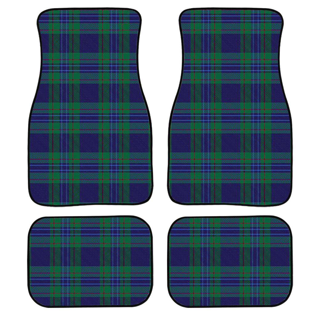 Blue Green And Red Tartan Pattern Print Front And Back Car Floor Mats, Front Car Mat