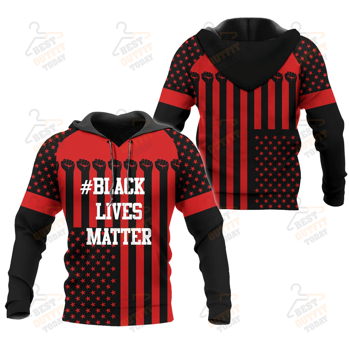 Black Lives Matter American Red Flag Hoodie For Men And Women