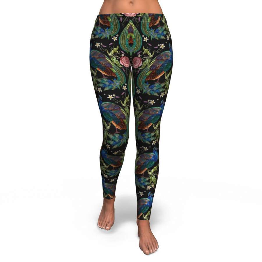 Peacock Rose Pattern Print Pattern Women Leggings