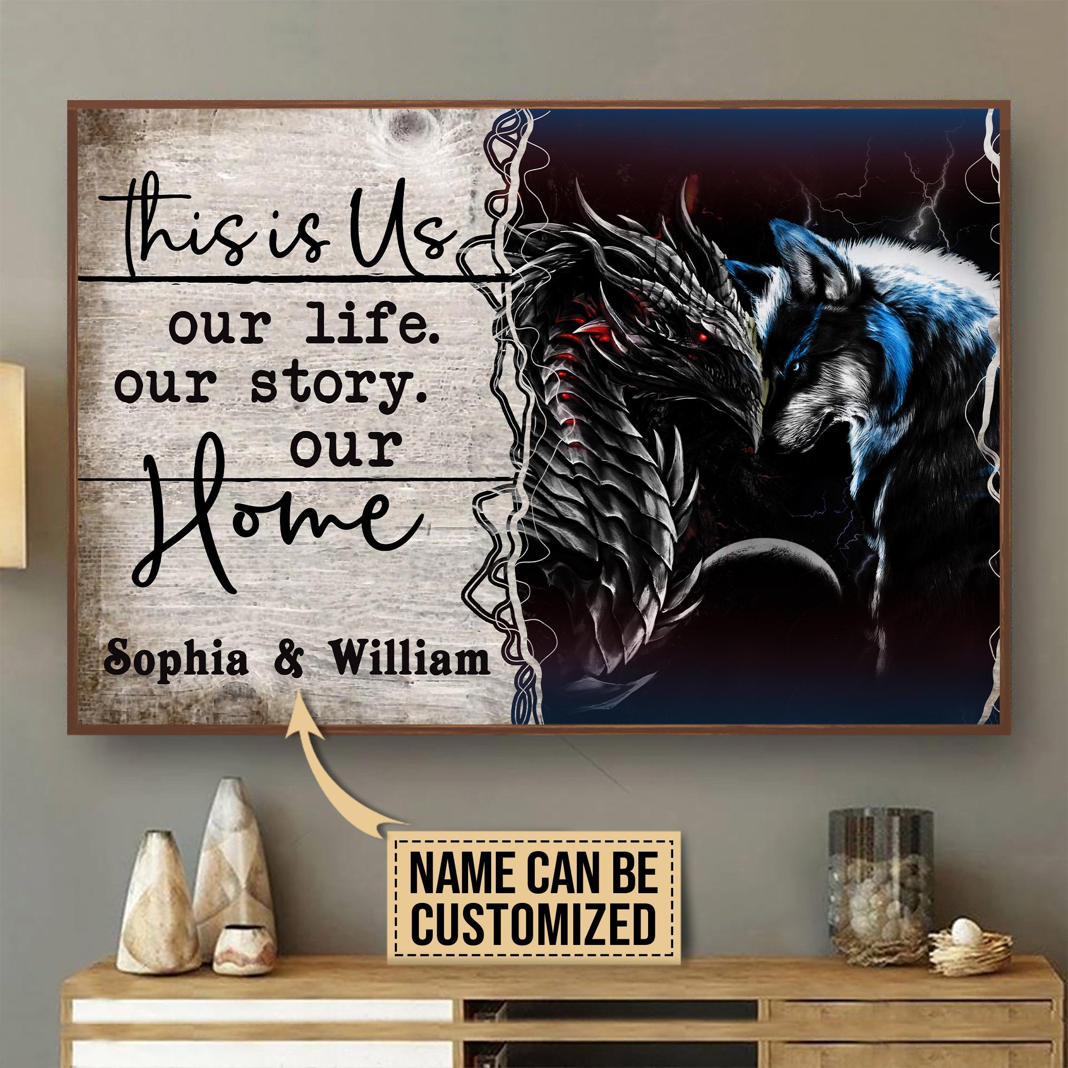 Aeticon Gifts Personalized Dragon Wolf This Is Us Canvas Mom Dad Gift Home Decor