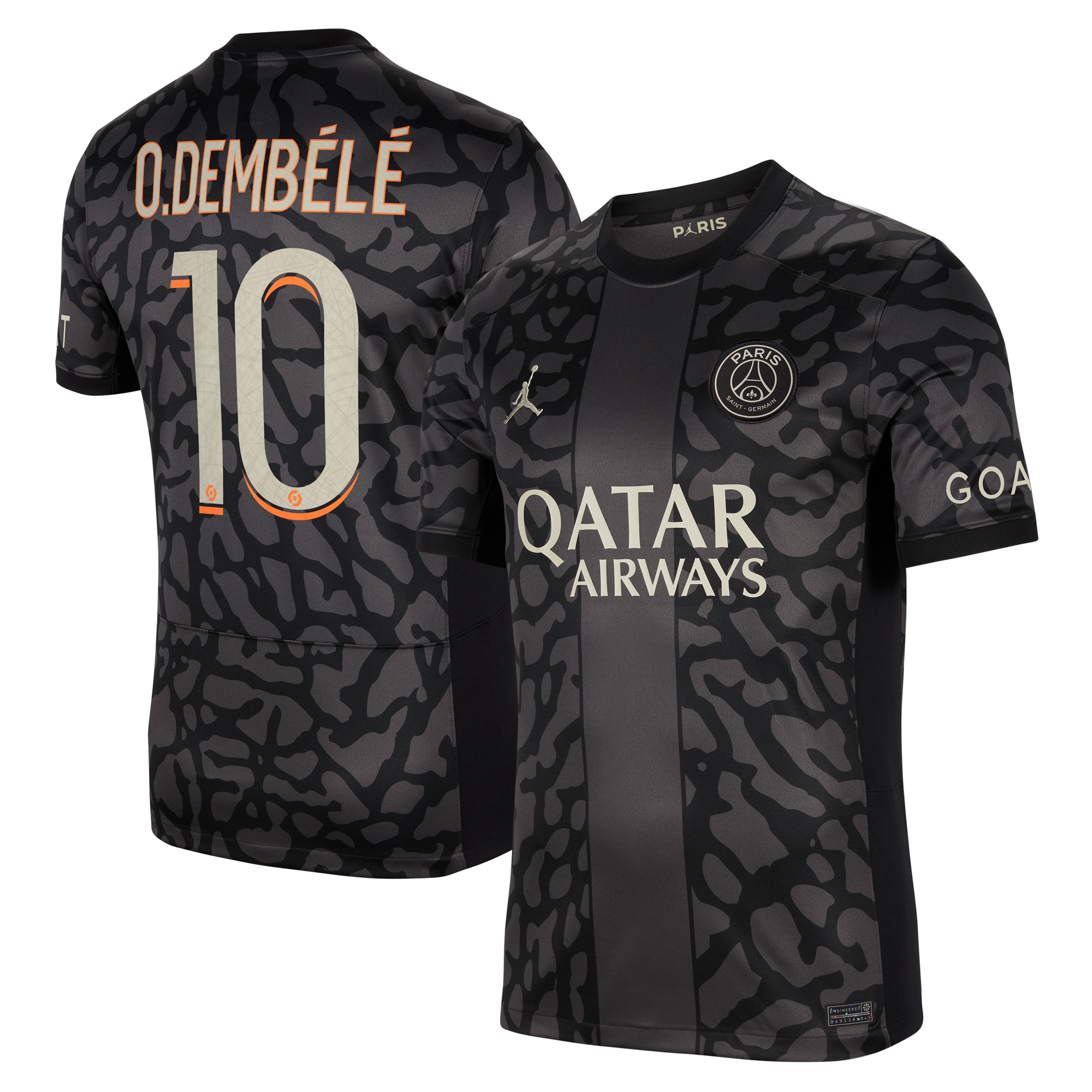 Ousmane Dembélé Paris Saint-Germain Jordan Brand 2023/24 Third Stadium Replica Player Jersey – Anthracite