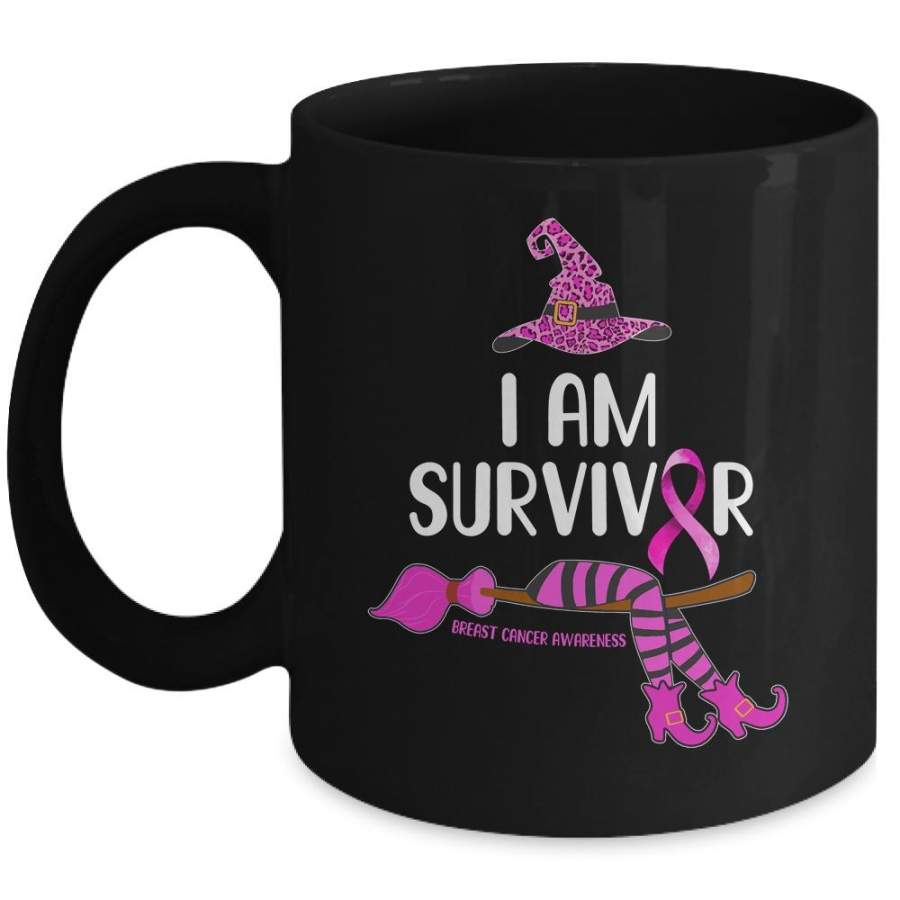 Witch I’m Survivor Breast Cancer Leopard Pink Ribbon Gifts Mug