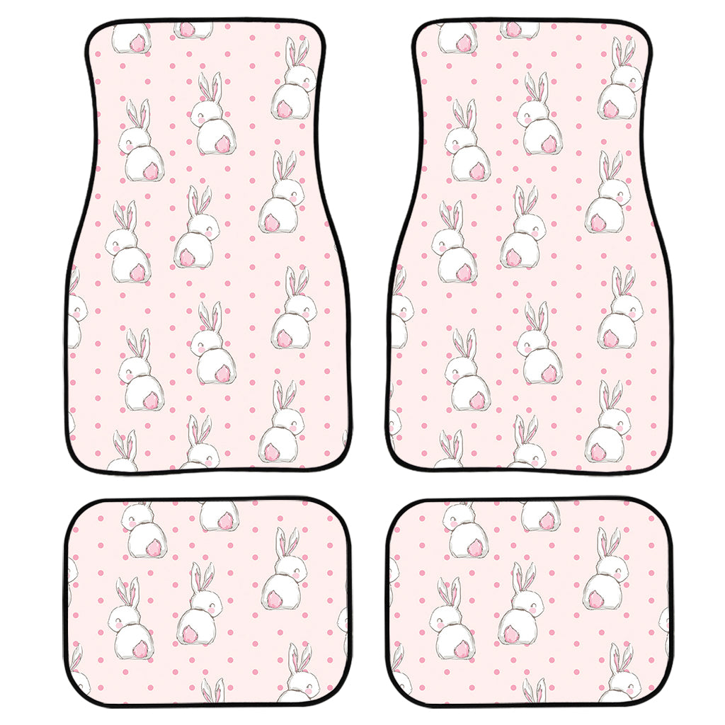 Cute Rabbit Pattern Print Front And Back Car Floor Mats