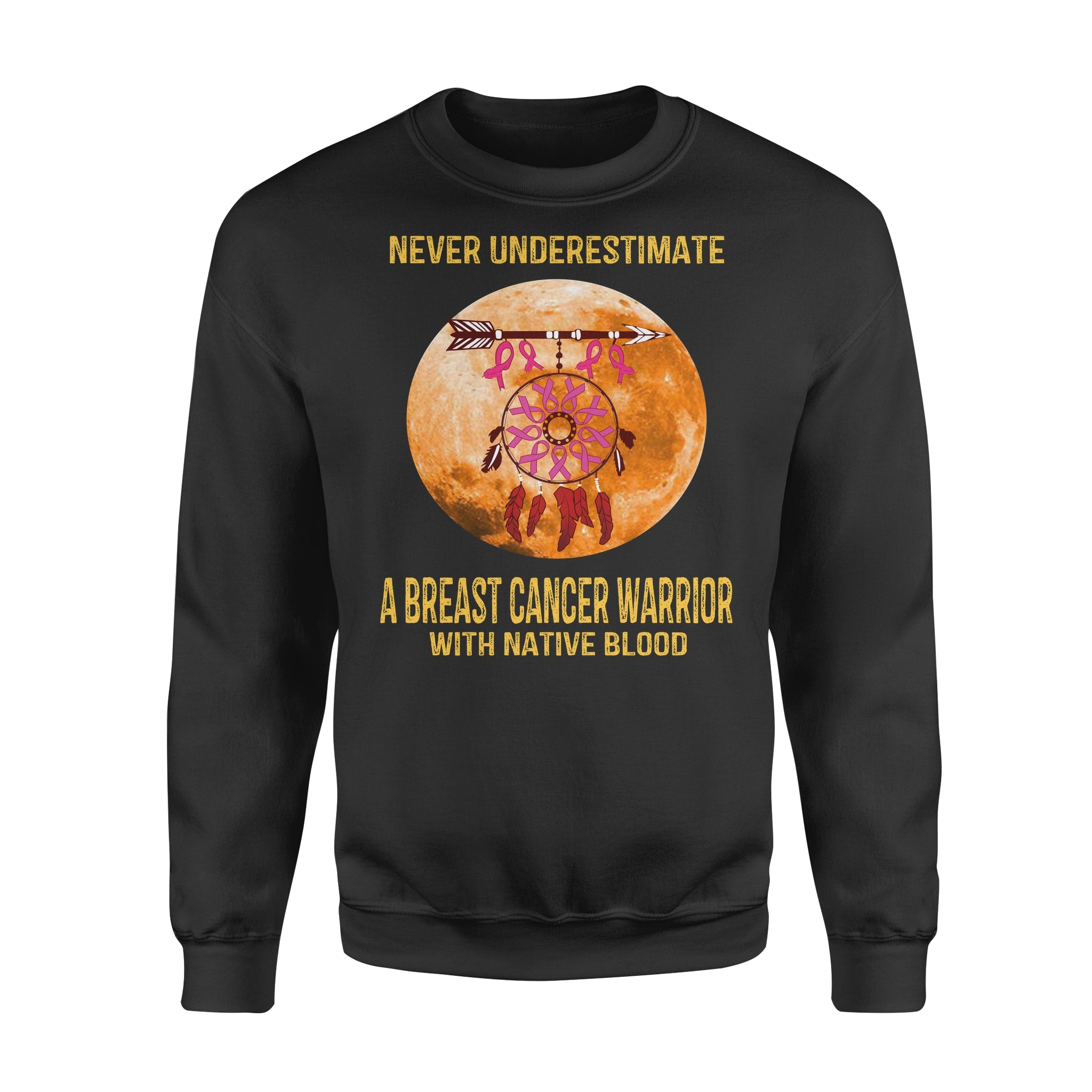 Never Underestimate A Breast Cancer Warrior – Premium Crew Neck Sweatshirt