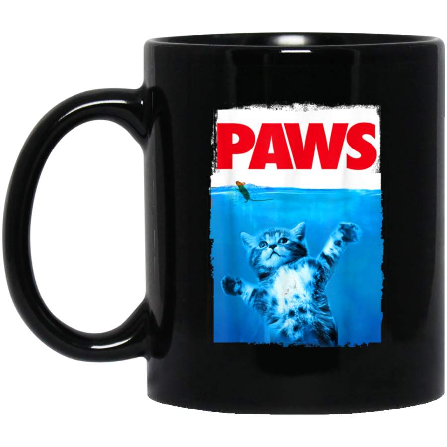 Paws Cat and Mouse Top, Cute Funny Cat Lover Parody Top Black Mug