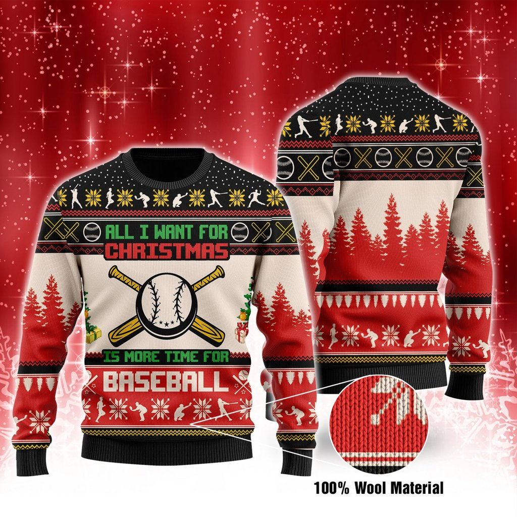 Baseball Christmas Ugly Sweater | Unisex | Full Size | Adult | Colorful | US1406