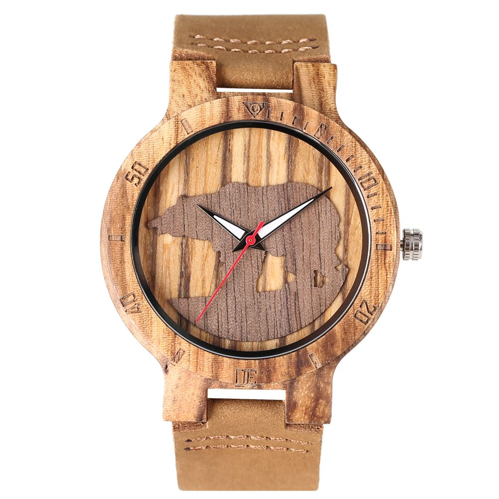 3D Polar Bear Silhouette Wood Watches