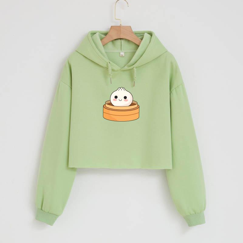 Happy Baobi Dish Soft Cropped Hoodies