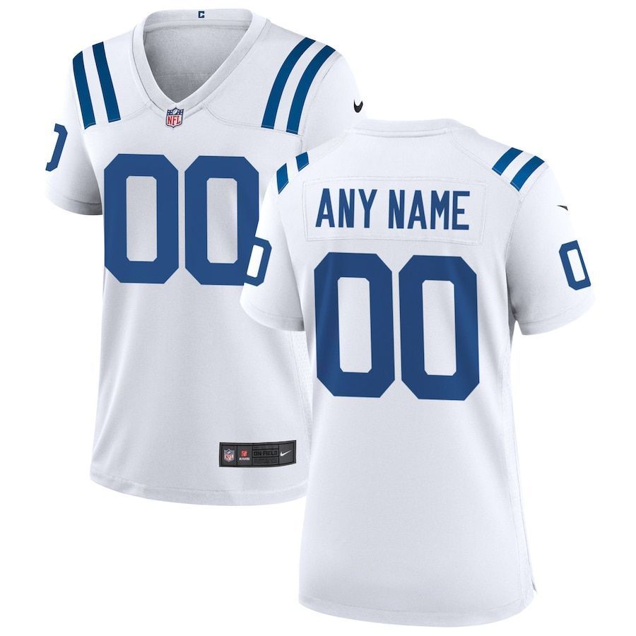 Womens Colts White Custom Game Jersey