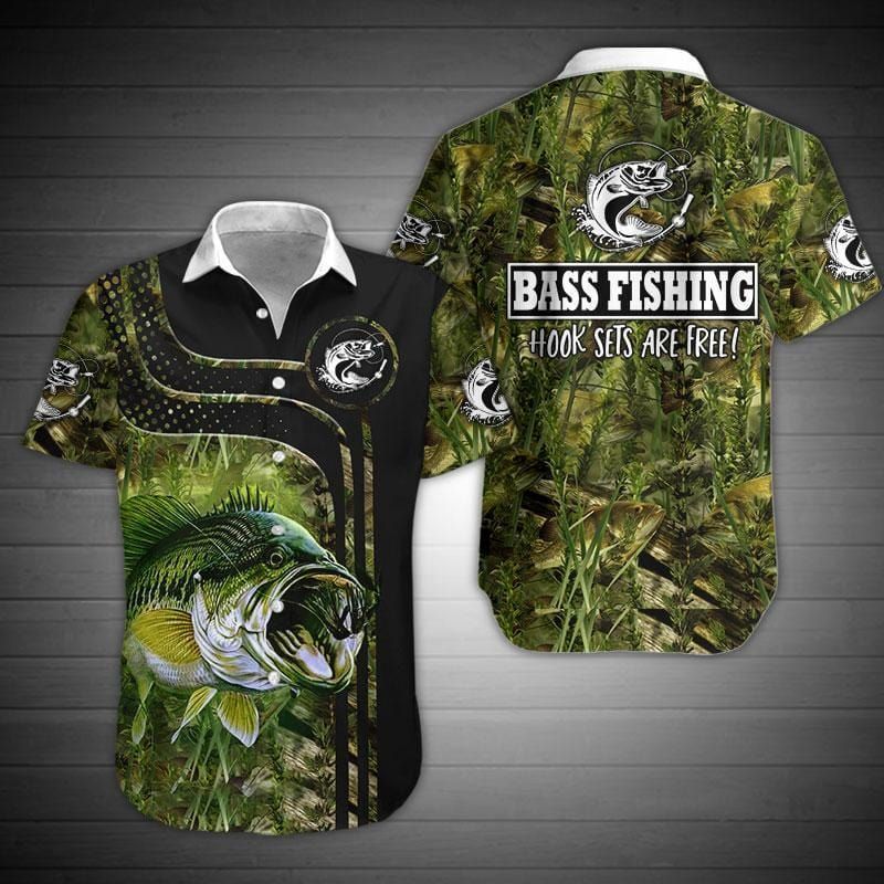 Bass Fishing Hook Sets Are Free Name Aloha Hawaiian Shirts #Kv