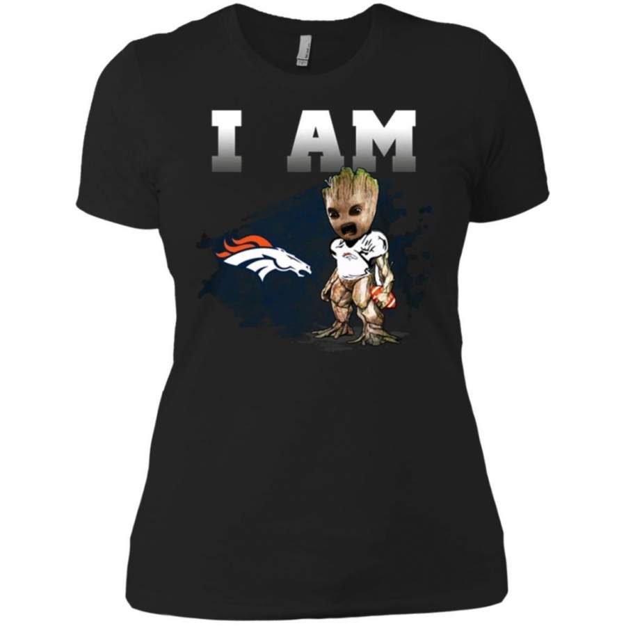 Denver Broncos I Am Groot Women Cotton T-Shirt