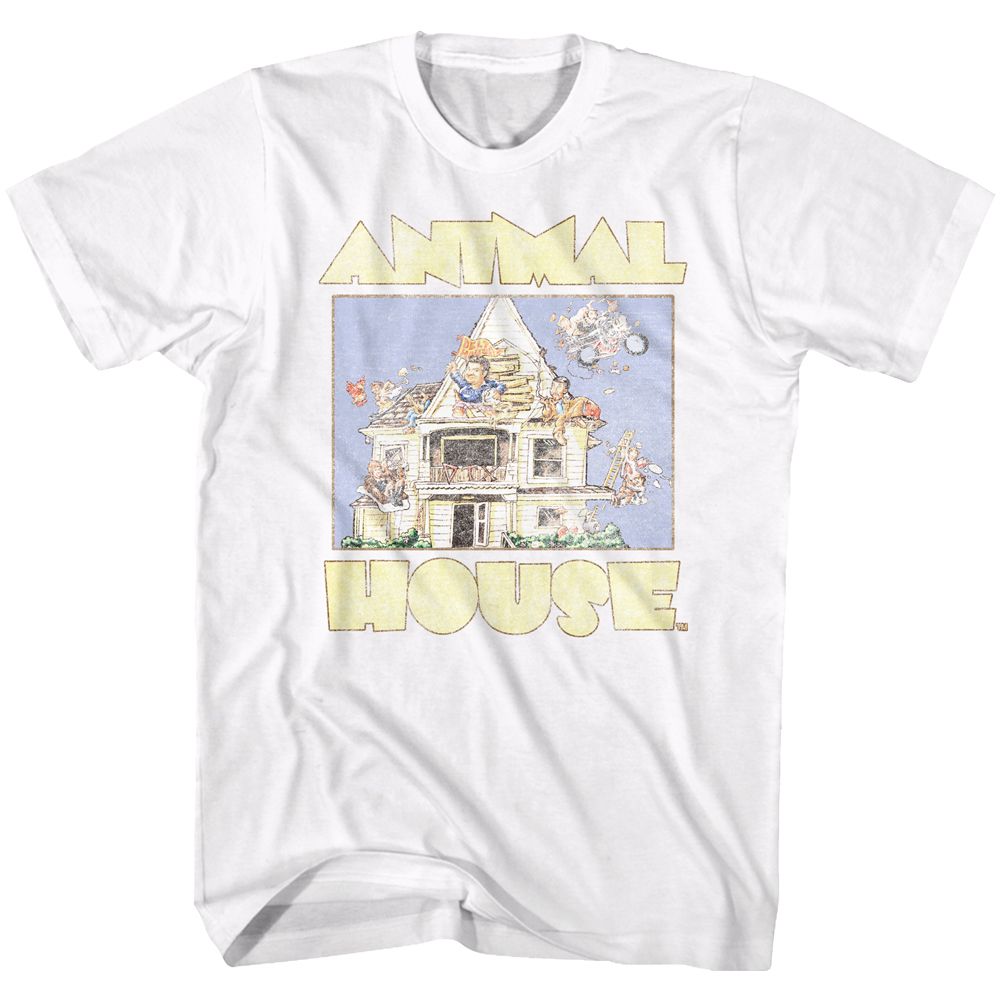 Animal House-Cartoon-White Adult S/S Tshirt