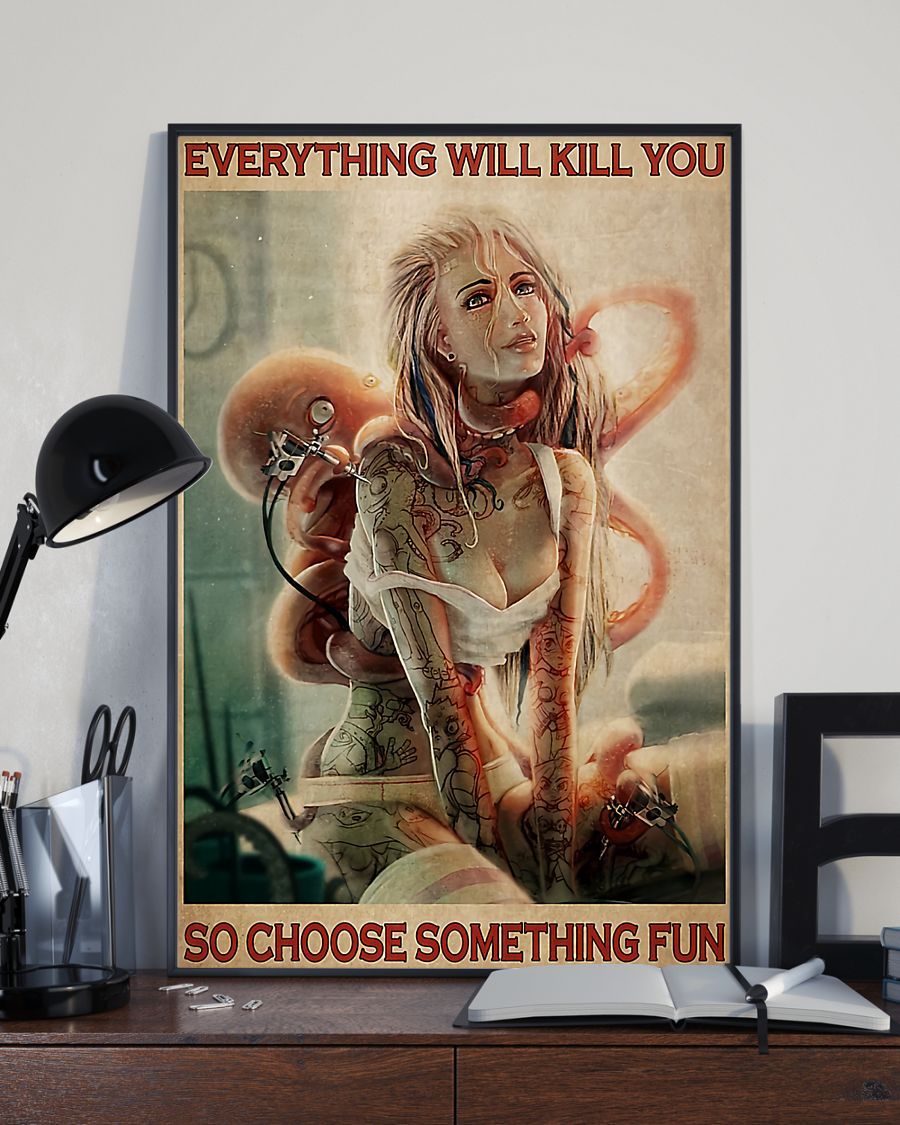 Tattoo Everything Will Kill You Vertical Canvas And Poster | Wall Decor Visual Art