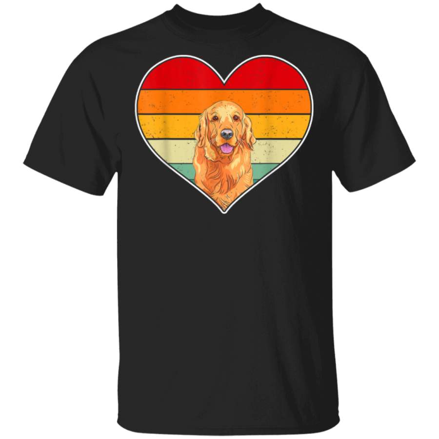 Vintage Heart Golden Retriever Dog Lover Mom Dad Valentine Tshirt