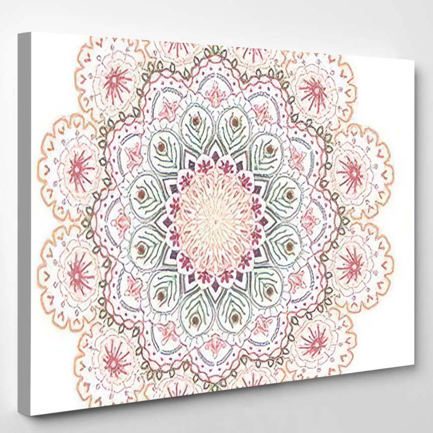 Vector Indian Candy Color Mandala Peacock – Mandala Canvas Print