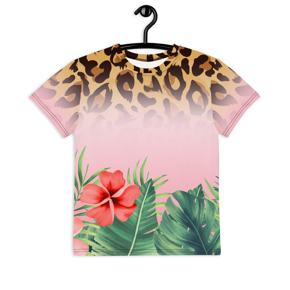 Tropical Leopard Big Kids T-Shirt