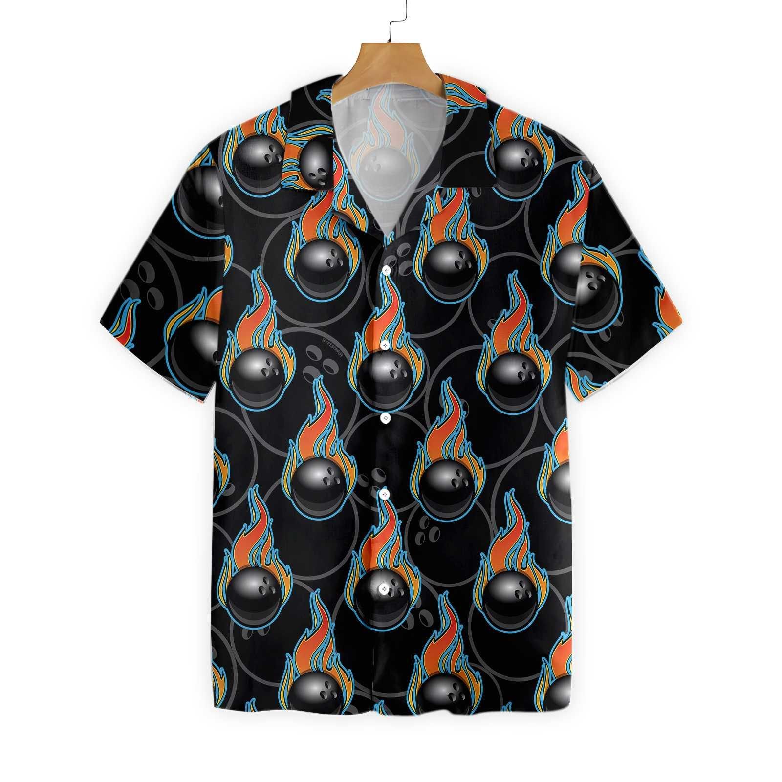 Bowling In Fire Seamless Pattern 2903 Hawaii Shirt Ha77035