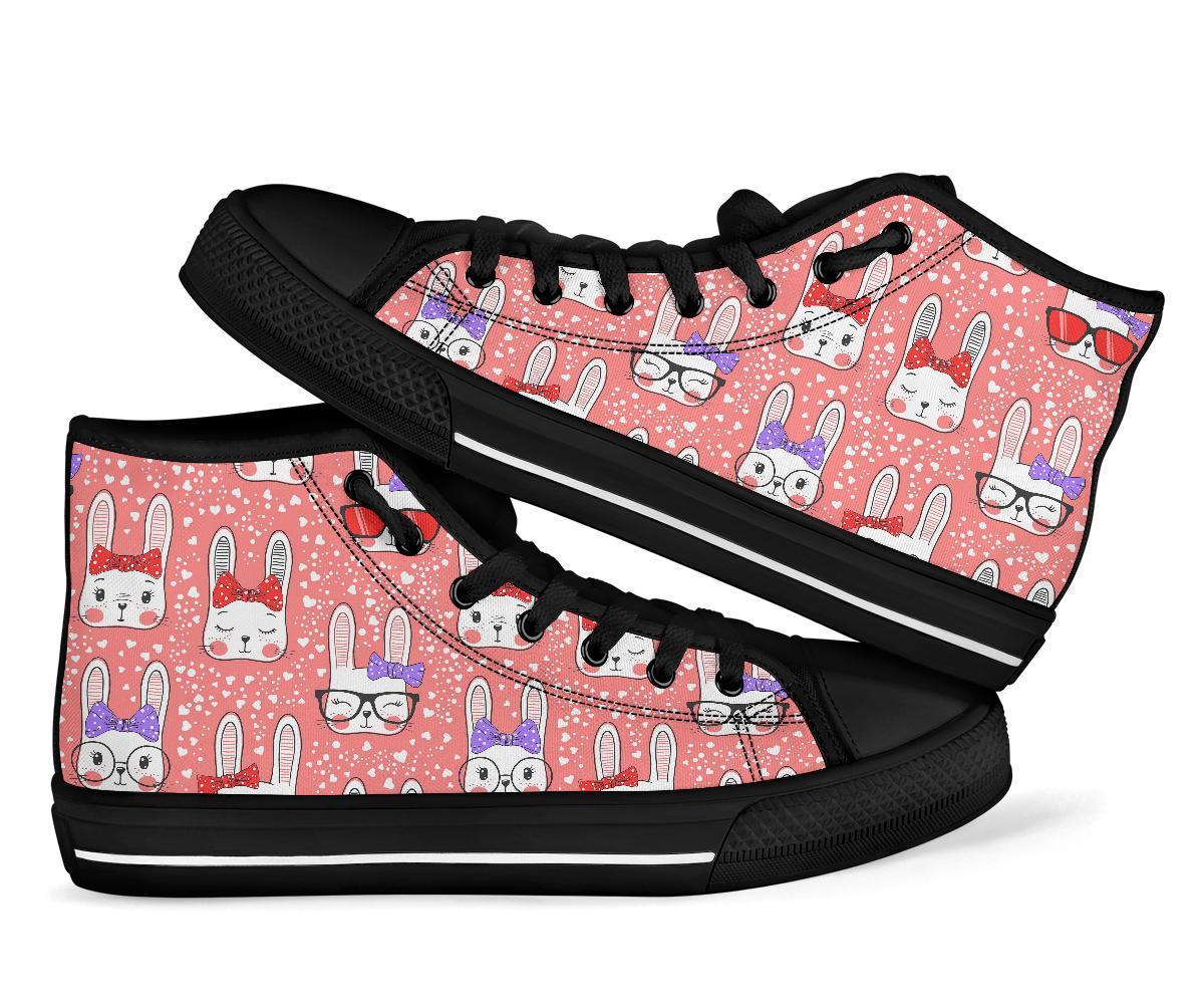 Cute Bunny Rabbit Pattern Print Men Women’S High Top Shoes