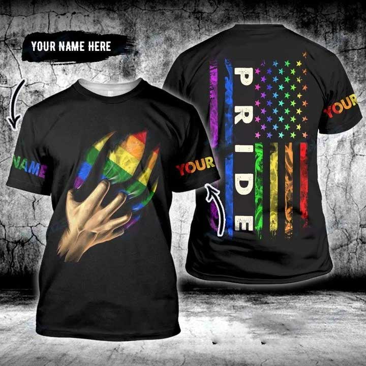 Custom Name Lgbt Pride 3D All Over Printed Shirt, Pride 3D Tshirt For Lesbian, Gift For Gay Man