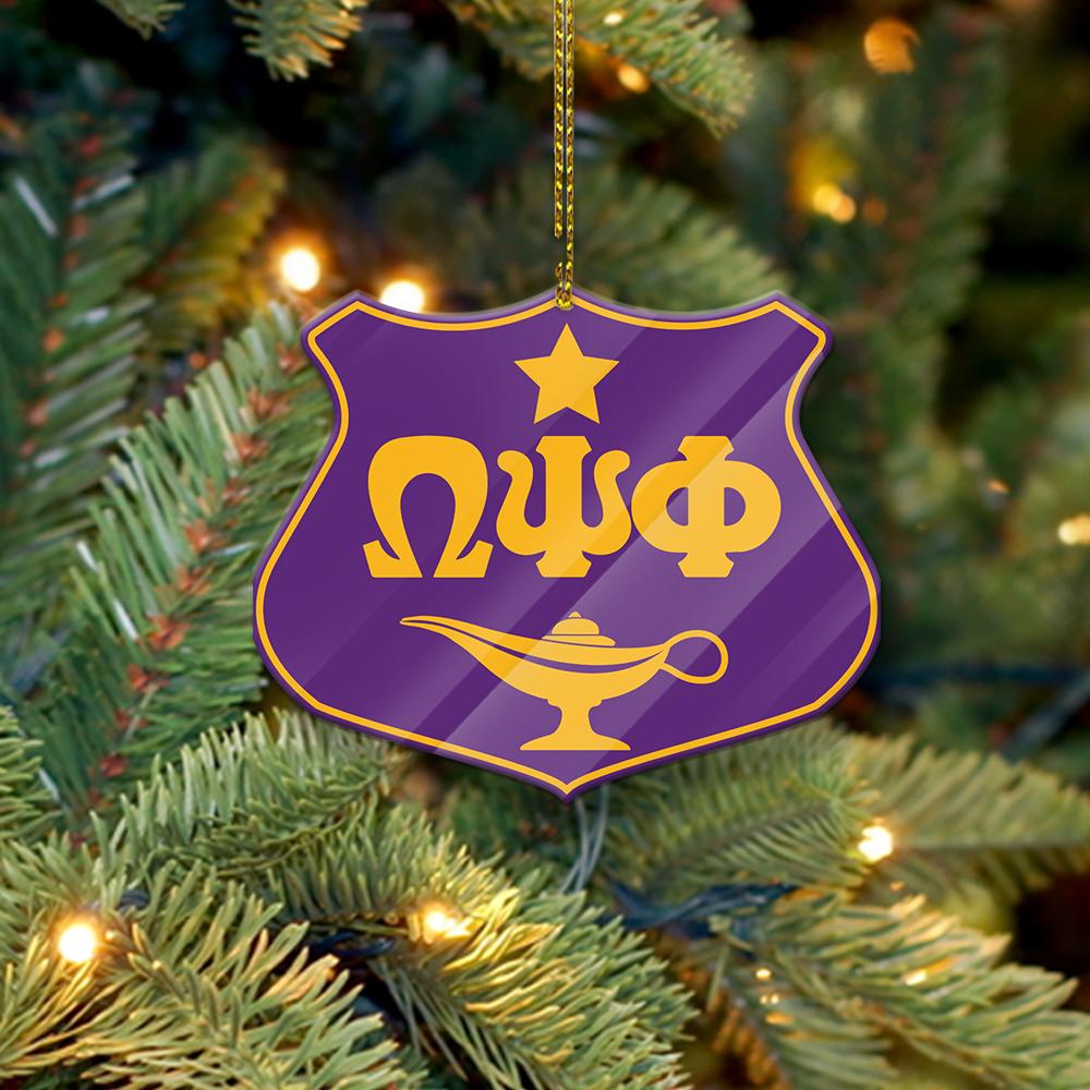 Wonderprint Ornament – Omega Psi Phi Shield Shape Acrylic Ornament Lt10