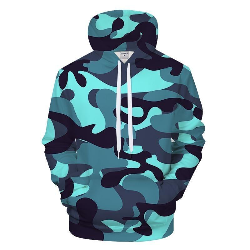 Bright Blue Camo Hoodie