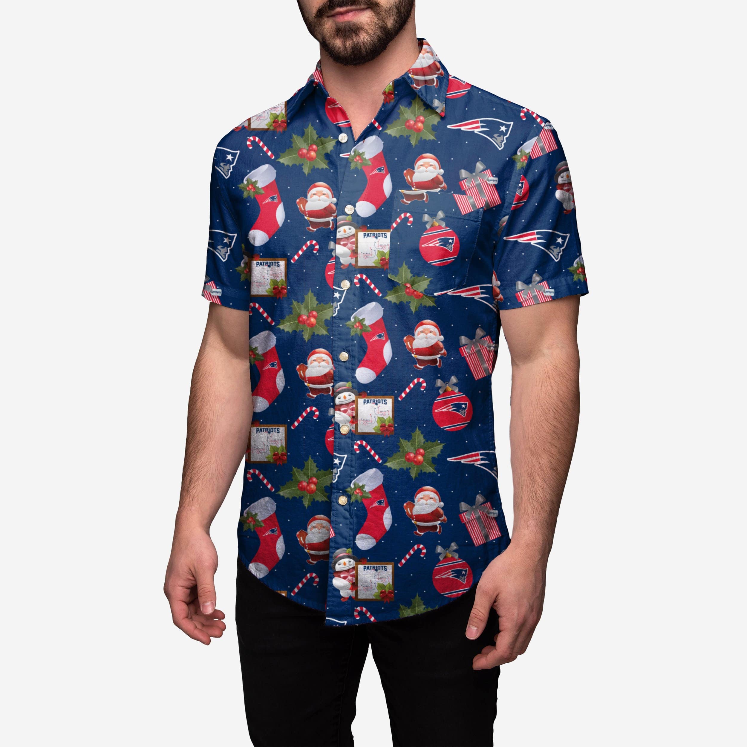 New England Patriots Christmas Explosion Button Up Shirt