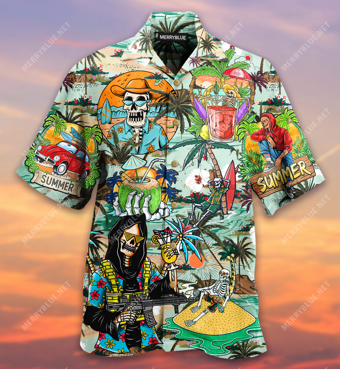 Skull Chill Out Summer Beach Unisex Hawaii Shirt Ha11436