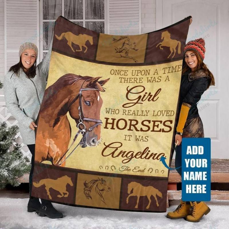 Custom Blanket Horse Girls Personalized Name Blanket – Fleece Blanket