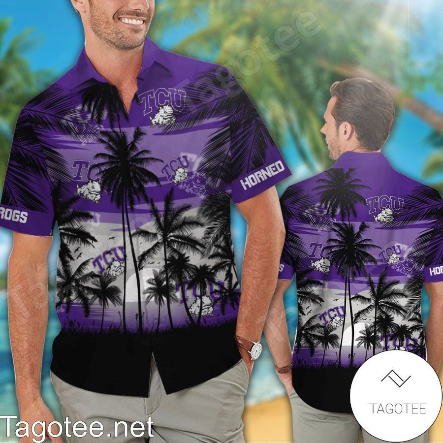 NCCA Tcu Horned Frogs Coconut Tree Trendy Hawaiian Shirt Aloha Shirt