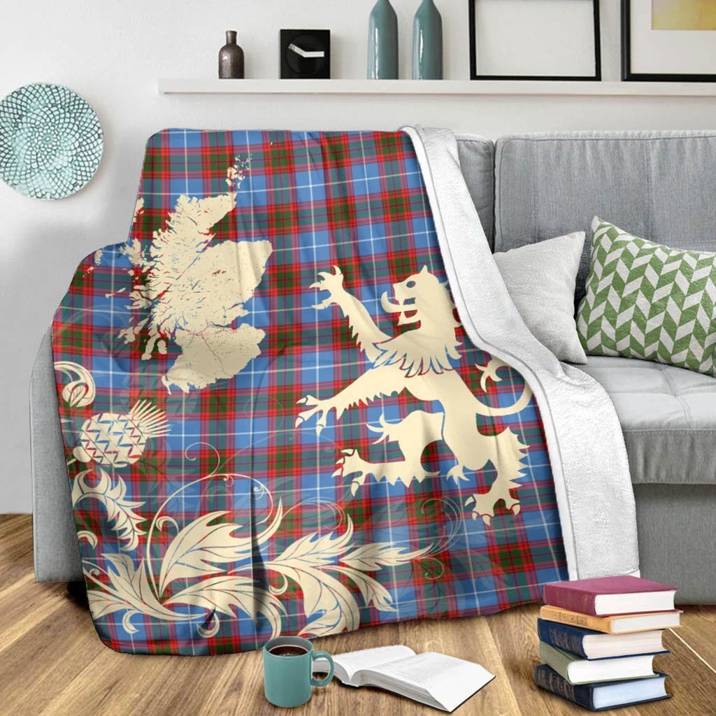 Tartan Blanket Edinburgh District Tartan Scotland Lion Thistle Map Plaid Blanket