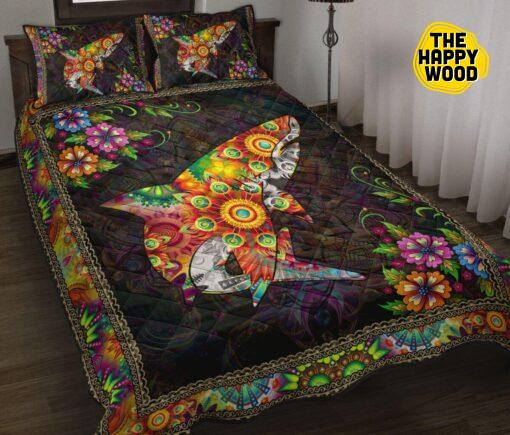 Shark Flower Mandala Colorful Style Quilt Bed Set And Pillow Covers