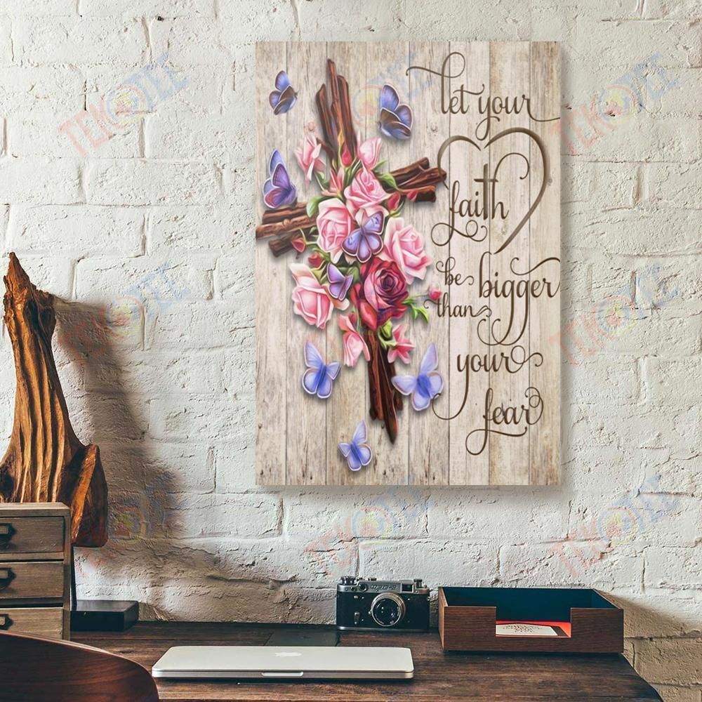 Canvas Painting Let Your Faith Be Bigger Than Your Fear Butterfly Vertical Canvas Wall Art Elegant Canvas Home Decoration