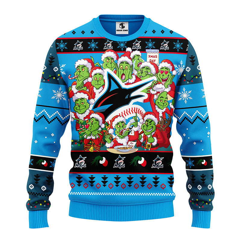 Miami Marlins 12 Grinch Xmas Day Christmas Ugly Sweater